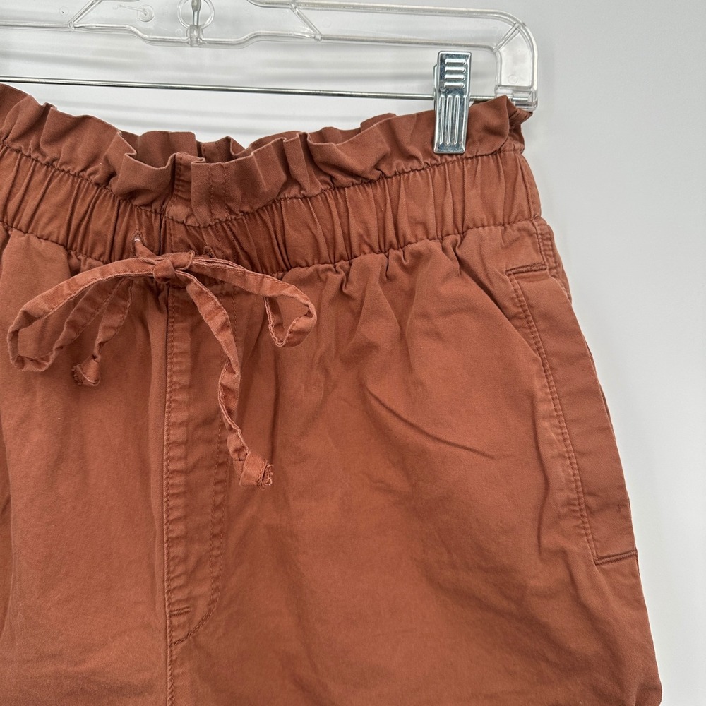 Abercrombie & Fitch Rust Brown Paperbag Waist Cuffed Shorts High Rise Women's M - Picture 2 of 9